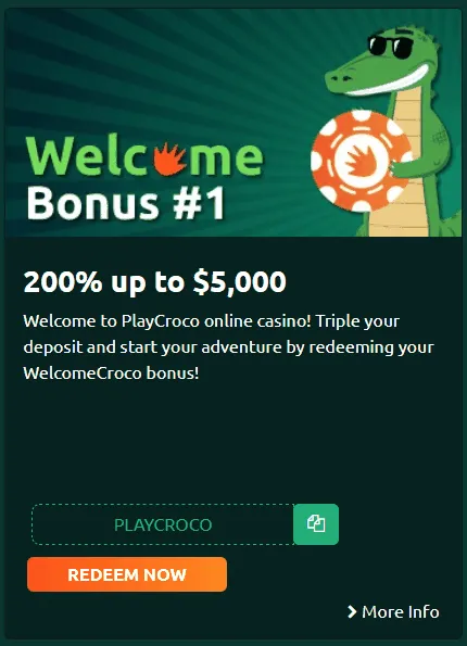 PlayCroco Casino Welcome Bonus PlayCroco Casino Welcome Bonus